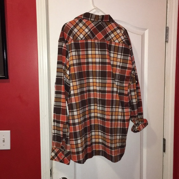 Orange /brown/ tan plaid shirt - Picture 2 of 2